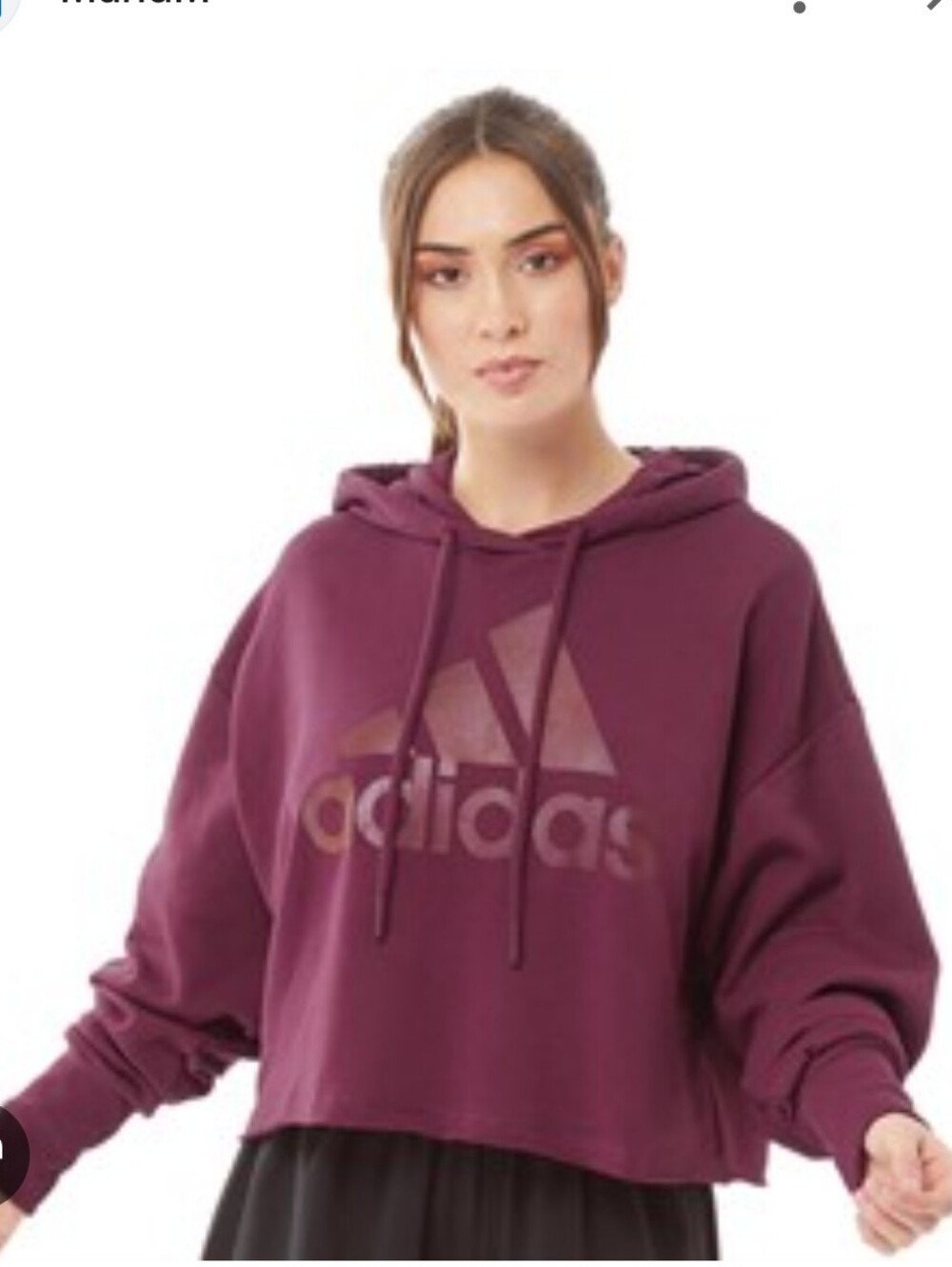 Adidas Holiday Cropped Pull-Over Victory Hoodie M Raspberry Athleisure/Lounge